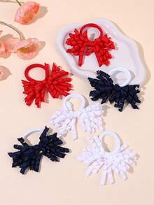 6pcs Halloween Curly Ribbon Bow Hair Ties, Solid Color Decorative Hair Accessories For Girls, Flower Girls, Daily Wear And Party - Multicolor - View 5
