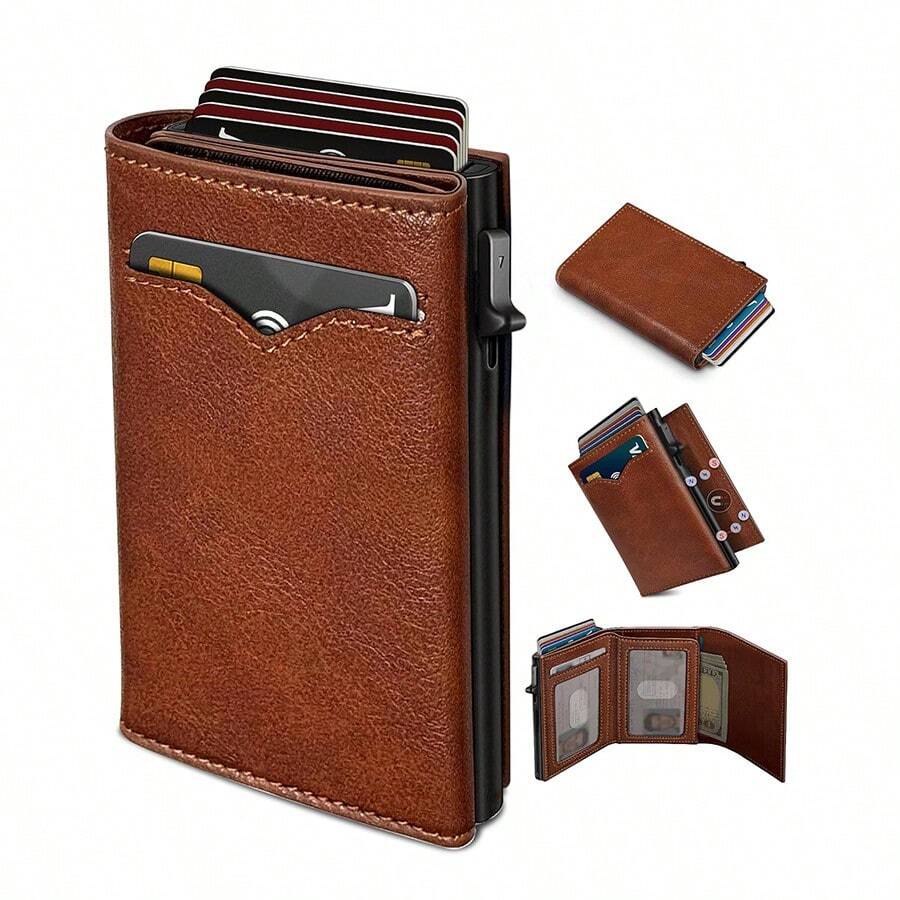 Pop Up Wallet For Men, RFID Blocking Credit Card Holder With Clear ID Window Cash Pocket Slim Business Purse Gift - Multicolor - View 1