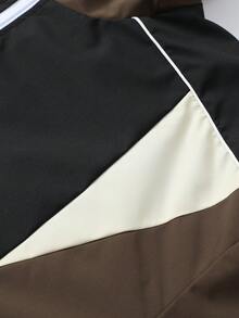 Men's Functional Outdoor Hooded Jacket With Line Piping And Patchwork Design, Suitable For Hiking, Climbing, Camping, Commuting, Shopping And Various Scenarios - Black - View 7