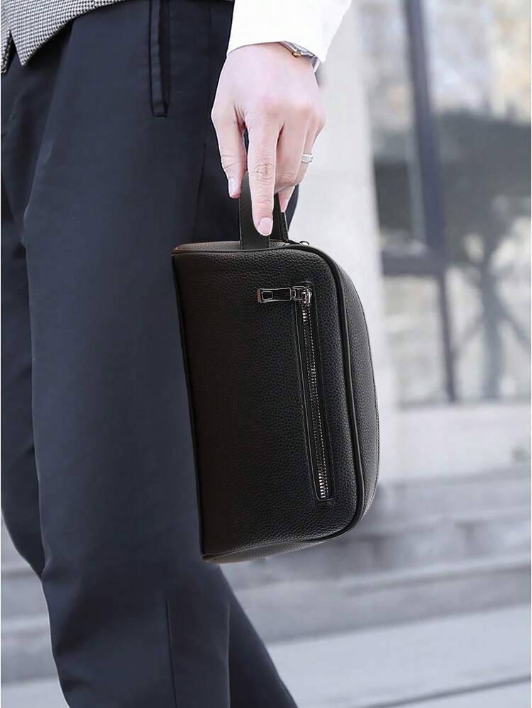 HOVI'S Men's Casual Long Wallet For Morning Commute, Fashionable Portable Large Capacity Multi-Function Travel Clutch, Phone Wallet, Holiday Gift - Black - View 1