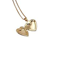 New Nordic Style Vintage Lace Hollow Heart Ribbon Photo Pendant Necklace, Copper Color Photo Box Necklace, Women's Jewelry, Valentine's Day Gift - Gold - View 3