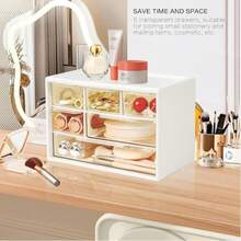 1pc Transparent Plastic Desktop Drawer Storage Box - Large Capacity Multi-Function Storage Box, Suitable For Office Supplies, Cosmetics And Bathroom Supplies, Lightweight Design, Suitable For Home Or Office Use, Desktop Storage Box - Multicolor - View 9
