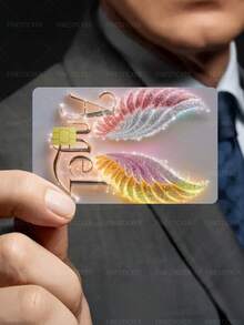 1pc "Angel" Official Credit Card Sticker Privacy Protection Card Skin, Angel Diamond Wings Holiday Gift PVC Material Anti-Fingerprint Anti-Scratch Wear-Resistant Card Sleeve Skin, Suitable For Small Chip Cards, Bank Cards, Credit Cards, Transit Cards, Student Campus Cards Personalized DIY - Multicolor - View 6