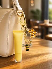 Lindo llavero de tubo de brillo labial con abeja y panal de strass, colgante de abeja de esmalte amarillo dulce para bolso, llavero de coche de moda, accesorio de bolso exquisito, fácil de usar, regalo perfecto para niñas y mujeres, recuerdo de boda práctico y elegante, regalo de fiesta, regalo de cumpleaños, regalo del Día del Maestro, regalo de vuelta a la escuela, artículo práctico esencial para el desplazamiento diario, la escuela y los viajes - Multicolor - Ver 8