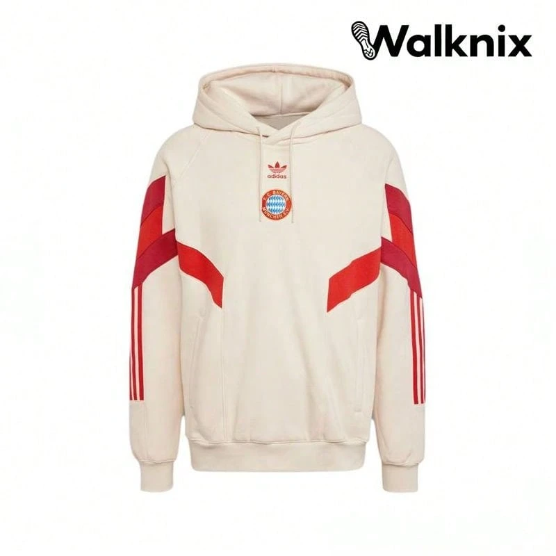Adidas Originals FC Bayern X Originals FW24 Collegiate Striped Logo Embroidered Fashion Hoodie Linen Hoodies Men - 彩色 - 查看 1