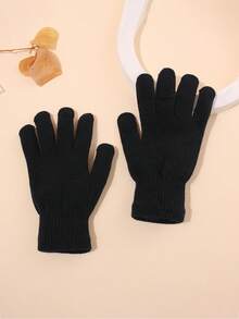 3PCS/2PCS/1PC Winter Knitted Warm Gloves Unisex Solid Color Elastic Finger-Separated Cycling, Outdoor Work Cold-Proof Woolen Gloves - Solid Color - View 11