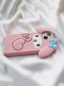 SANRIO Cartoon 3D Rabbit Heart Bow Phone Case, Shockproof Silicone Protective Cover, Compatible With Apple 17/17Air/17Pro/17Promax, 16/16Plus/16Pro/16Promax, 15/15Plus/15Pro/15Promax, 14/14Plus/14Pro/14Promax, 13/13Pro/13Promax, 12/12Pro/12Promax, 11/11Pro Max, XR/XSMAX, 7P/8P, 7/8/SE, Dust-Proof, Popular Style - Pink - View 7