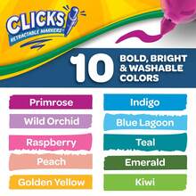 Crayola Clicks Retractable Markers Set (10pcs), Vibrant Colors, No-Dry Washable, Long-Lasting Coloring Supplies, Back To School Essential, Kids Gift - Sets - View 6