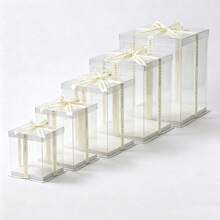 Transparent Gift Box, Gift Packaging Box Suitable For Party Gifts, Birthday, Wedding, Christmas, Mother's Day, Thanksgiving, Graduation Season, Gift Box, Bouquet, Dust-Proof Display, Home Decor, Includes 1 Random Ribbon - Multicolor - View 2