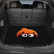 1pc Cartoon Car Trunk Mat, Black Big Eyes With Orange Knit Hat Surprised Expression, Suitable For Sedans, Trucks And SUVs, All-Season Use, Multi-Functional Trunk Storage Mat Keeps Car Interior Clean, Ideal For Daily Commute, Interior Upgrade, Car Interior Accessories - Orange Hat - View 7