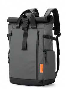 Ransel Pria Kasual Model Gulung Atas, Tas Laptop Kerja Warna Blok, Tas Sekolah Pelajar Kapasitas Besar yang Dapat Diperluas, Tas Tangan Perjalanan Multifungsi untuk Perjalanan Bisnis dan Aktivitas Luar Ruangan - MultiWarna - View 14