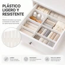 Set Of 6 Adjustable Drawer Dividers White PP Plastic, Modular Organizer 44x10x0.2cm For Underwear, Socks, Cosmetics And Kitchen Utensils - 彩色 - 查看 1