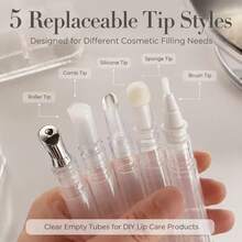 5pcs 3ml Empty Refillable Applicator Pens, Cosmetic Dispensing Containers With Brush Tips, Portable Liquid Makeup Pens For Lip Oil, Essence & Nail Care, Travel Beauty Accessories - View 3