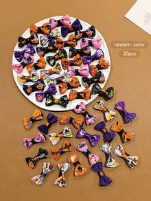 20pcs Random Color Bow Hair Clips, Colorful Bowknot Hair Accessories For Daily Decoration And Halloween - Multicolor - View 7