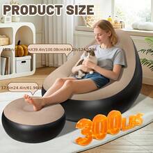 Inflatable Chair With Footstool, Adult Flocked Inflatable Sofa, Comfortable Inflatable Air Cushion Chair, Waterproof Portable Inflatable Sofa, Camping Inflatable Sofa - Chair - View 10