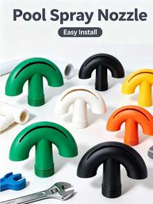 Pool Fountain Nozzle, Fan-Shaped Waterfall Spray Head, Plastic Water Feature Decorative Accessory, Suitable For Swimming Pool Decoration - Multicolor - View 3