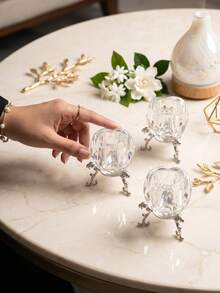 Candle Holder/Candelabra, Transparent Crystal Diamond Candle Holder Set With Polished Metal Base, Suitable For Home, Office And Party Decoration, Practical Round Display Base, Romantic Wedding Home Decor, Decorative Tabletop Accessory, Gift - Stylish Rose Design - View 19