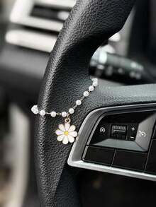 1件合金雛菊水晶鏈汽車方向盤裝飾，汽車內飾裝飾配件 - A - 查看 4