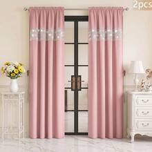 FLYINGCURTAINS Modern Plaid Patchwork Thermal Sunscreen Curtain With Window Rod Bag Style Light Translucent Privacy Window Screen, Farmhouse Style Home Decor Curtain - Dusty Pink - View 8