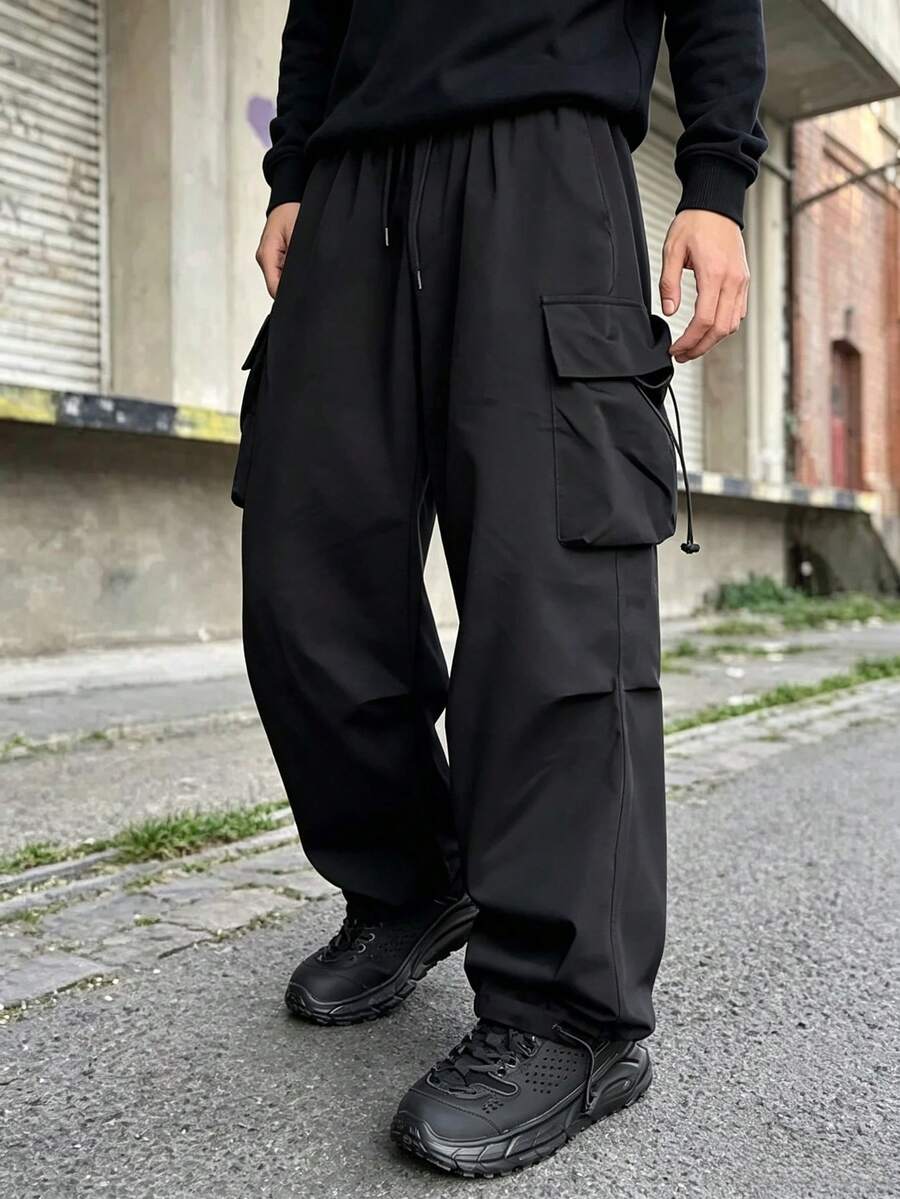 Men's Autumn/Winter Multi-Pocket Sports Outdoor Casual Fashion Cargo Pants - Black - View 1