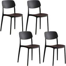 RXAG Sillas de comedor modernas para interior y exterior, fabricadas en plástico, con respaldo abierto, apilables, juego de 4 sillas, aptas para 4 personas, disponibles en varios colores. - Negro - Ver 1