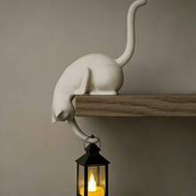 1pc Creative Hanging Cat Figurine, Cat Statue With Tail Hook Design For Desk Edge, Cute Home Bookshelf Decor, Can Hang Keys, Small Lanterns, Succulent Pots, Suitable For Bookshelf And Desk, Perfect New Year, Valentine's Day Gift - Multicolor - View 6