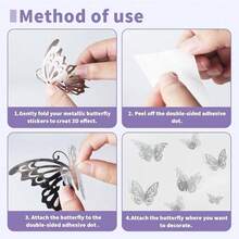 3D Hollow Butterfly Wall Stickers, Suitable For Cake Decoration, Wedding Decoration, Home Living Room Decoration, Birthday Party Decoration, Stickers, Vinyl Stickers, Also For Bedroom Decoration, Spring Decoration, Add Vitality To Your Home, Rama Decorative Stickers Party Decorations - Style a - View 2