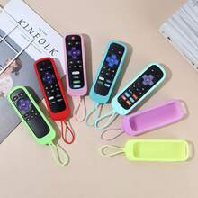 1-Pack Cylindrical Remote Control Case, Soft Silicone Case, Compatible With A Variety Of Smart TV Remote Controls. Thickened Faux Leather-Textured Shock-Resistant Case With A Glow-In-The-Dark Strap, Available In Multiple Colors. - 1PC - View 3