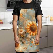 1pc Gradient Colorful Rose Floral Print Apron, Featuring Pink, Purple, Red Multi-Layered Rose Pattern, Durable Cooking Apron Suitable For Bakers, Cake Decorators, BBQ Enthusiasts, Gardeners, Painters, Nail Artists - Perfect Gift For Home And Professional Chefs - Multicolor - View 6