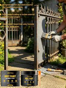 Black Metal Rust Primer, Metal Rust Refurbishment Paint, Glossy Multi-Surface Applicable Care Paint, Multi-Purpose Rust Remover And Primer, Suitable For Metal Surfaces - 3.53 Oz (Includes Brush), Suitable For Trash Cans, Railings, Fences - 1pc - View 5