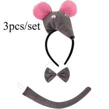 3pcs/Set Kostum Hewan Tikus/Kelinci, Bando Telinga, Ekor, Pita, Cosplay Halloween, Pesta Hewan, Riasan, Pesta Kostum, Pertunjukan Sirkus. Cocok untuk Pesta Pertunjukan Panggung Halloween dan Natal. - MultiWarna - View 5