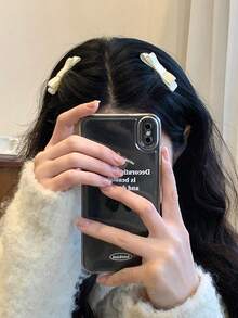 2pcs/Set Women's Cute Elegant Minimalist Fashion Street Style Black/Beige/Blue/Pink Bow Metal Side Hair Comb, Daily Vacation Gift, Vacation Hair Accessory - Multicolor - View 7