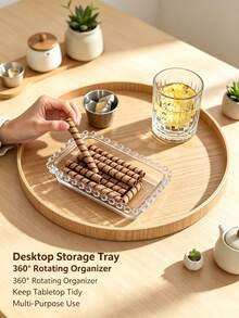 1pc Multi-Size Camel Color Natural Solid Wood Round Slouchy Tray, Coffee Tea Spice Storage, Refrigerator Organizer, Kitchen Tableware Display, Steak Sushi Board, Summer Holiday BBQ Picnic Graduation, Back To School Essential, Random Color - View 9