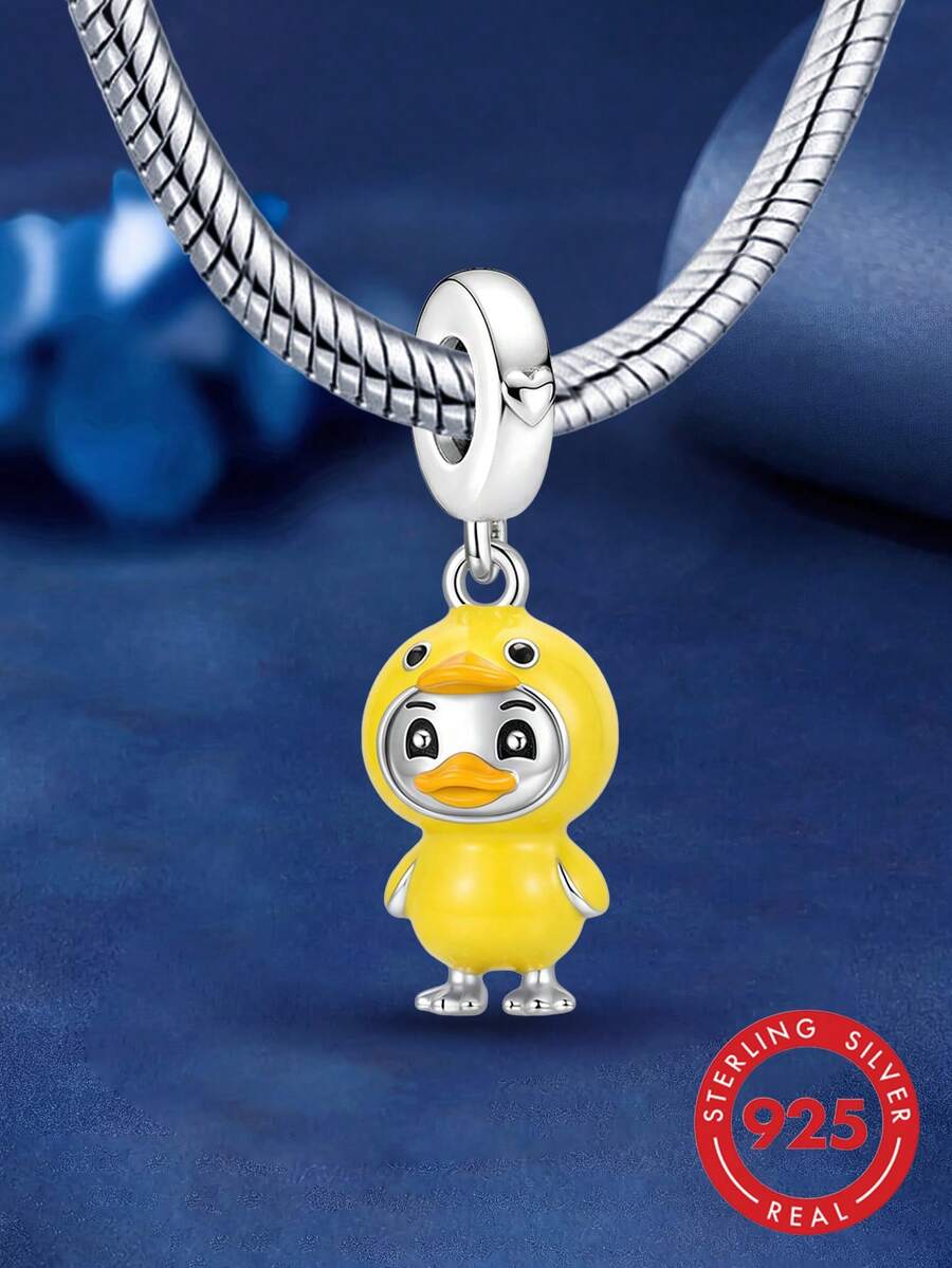 1件奶油黃小鴨吊墜，適合女性手鍊，DIY珠寶製作，日常配戴飾品