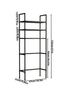 1pc Floor Standing Toilet Storage Rack, Black/White Balcony Storage Shelf, Bathroom Multi-Layer Organizer, Minimalist Washing Machine Rack. Suitable For Bathroom And Balcony. - Multicolor - View 9