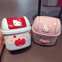 SANRIO Tempat Sampah Bentuk Kucing dengan Tutup Flip, Keranjang Penyimpanan Meja Kreatif, Cocok untuk Asrama, Kantor, Meja Rumah, Pekerja Kantor, Mahasiswa, Pengatur Sampah Meja, Wadah Penyimpanan Sampah dan Pengatur Kekacauan - A - View 1