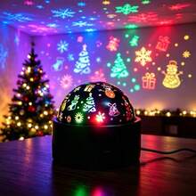 USB Plug & Play Christmas Projection Light 2-In-1 Night Light, Snowman, Reindeer, Christmas Tree Pattern Holiday Party Atmosphere Decorative Light - Multi-color light - View 3