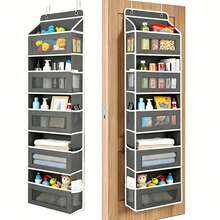 FF FINESSE THING 5-Tier Door Hanging Storage Organizer, Heavy-Duty Non-Woven With 5 Large Pockets & Hooks, Vertical Space Saver For Bathroom Wardrobe Bedroom Dorm, Holds Cosmetics, Toiletries, Towels & Cutlery - 灰色-5層10口袋 - 查看 8