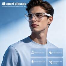 SENBONO AI Smart Audio Glasses, APP Translation Glasses, Wireless Calling, Wireless Music, Music Control, Voice Assistant, Suitable For Leisure/Work/Travel/Home, Fashion Glasses, Unisex, Widely Applicable - View 3