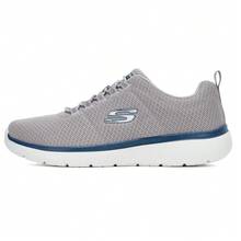 Skechers Men's Breathable Flyknit One-Piece Soft Sole Cushioned Daily Running Shoes - Gray Blue - View 5