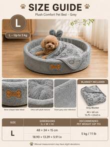 1pc Grey Floral Oval Pet Bed, Soft Thickened Washable Cushion With High Edges And Non-Slip Base, Indoor Sleeping Nest For Dogs, Cats, Puppies, Kittens And Small To Medium Pets, Comfortable Home Bedding, Suitable For Daily Rest, Christmas Gift For Pet Owners - Grey - View 14