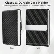1 Business Card Holder, PU Leather Business Card Case, Unisex, Ultra-Thin Metal Business Card Holder, Magnetic Closure, Back-To-School Essential - Multiple Styles - View 9