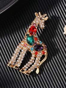 1pc Exquisite Fashion Giraffe Brooch, High-End Creative Fashion Animal Pin Corsage, Versatile Clothing Decoration Accessory - Gold - View 2