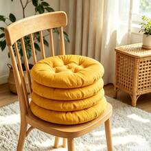 4pcs Casual Style Polyester Chair Pads, Soft Round Seat Cushions, Durable Knitted Design, Suitable For Garden, Dining Room, Office And Living Room Chairs - A - View 7