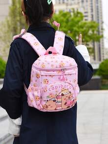 Ransel Anak Motif Kartun Capybara Lucu, Tas Sekolah TK Perempuan, Ransel Ringan untuk Mengurangi Beban untuk Sekolah Sehari-hari, Jalan-jalan, Perjalanan Luar Ruangan, Penyimpanan Multi-Kompartemen, Ransel Mini Kasual Kecil - Berwarna merah muda - View 6