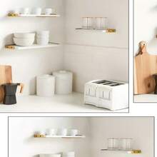 Estantes de pared para decoración de dormitorio, estantes de pared flotantes para sala de estar, almacenamiento de cocina, estantes flotantes de madera rústica montados en la pared para libros,Soportan Hasta 10 Kg, Fácil Instalación(juego de 3) - Blanco - Ver 6