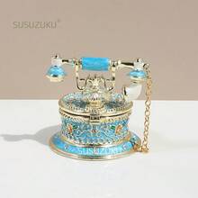 1 buah Kotak Perhiasan Figur Telepon Berwarna Merah Muda yang Dilukis Tangan, Kotak Perhiasan Enamel Antik dengan Tutup Berengsel, Kotak Penyimpanan Kecil untuk Cincin dan Anting, Hadiah Dekorasi Rumah Unik untuk Keluarga - MultiWarna - View 7