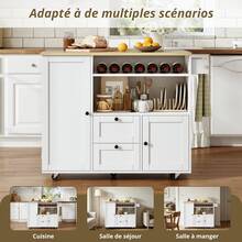 Modern Sideboard With Folding Worktop - White And Natural - Natural and White - View 7