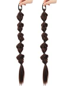 2pcs Black/Brown/Gold Long Twisted Rope Ponytail Hair Extensions With Rubber Band, 20 Inch Braided Hair Extensions For Women Daily Use - Multicolor - View 16