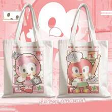 Cute Sonic The Hedgehog Canvas Tote Bag, Cartoon Character Shoulder Handbag, Reusable Large Capacity Shopping Bag For Students Daily Use Asmodee - Multi-color - View 9